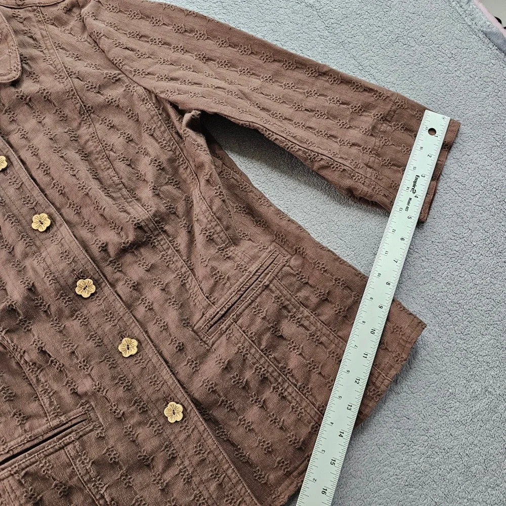 David Brooks Jacket Womens M Brown Cocoa‎ Floral Textured Collared Button Front